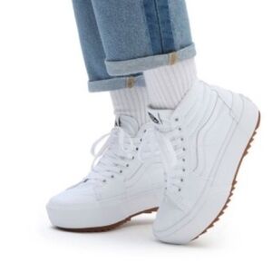 Vans Sk8-hi Stacked Platform Sneakers In White Size 5